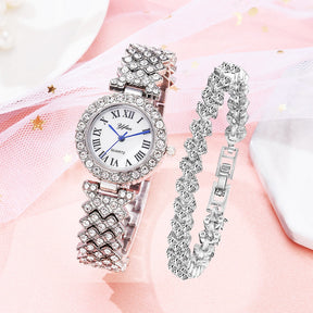 Relógio Feminino Diamond + Pulseira Cravejada