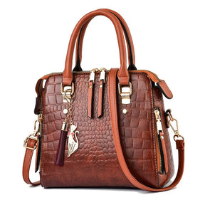 Bolsa de Couro Gold Croco